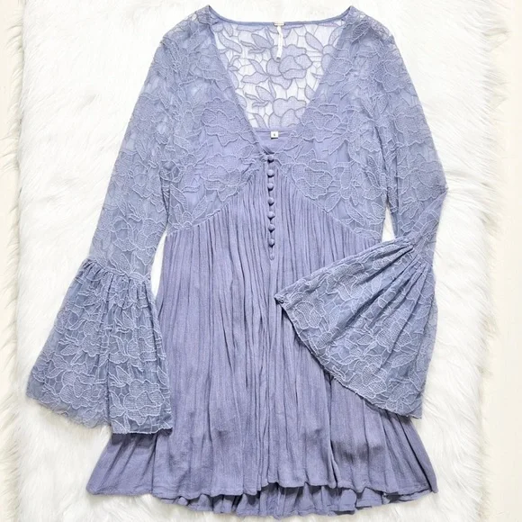 SOLD-Free People Embroidered Lace Crinkle Tunic Dress - Picture 10 of 13